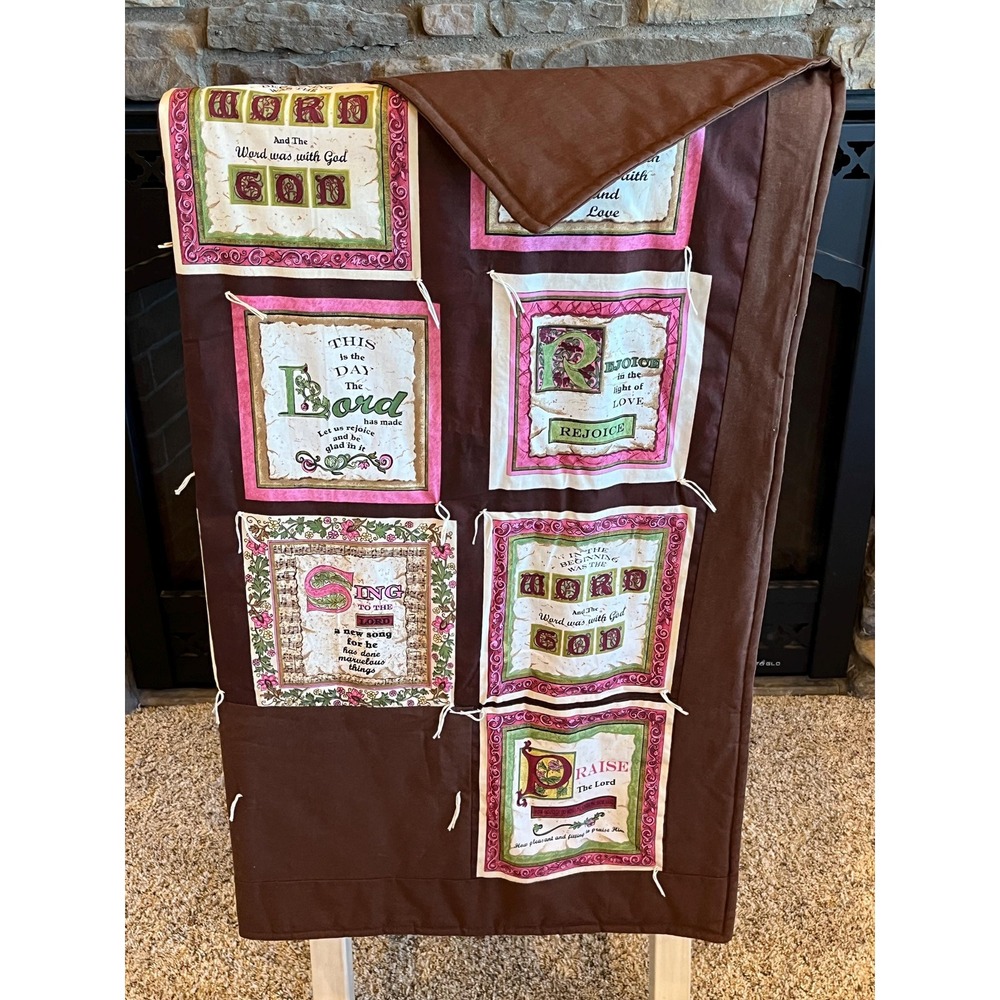 Handmade Christian Prayer Quilt Scripture Lap Quilt First Lutheran Church 39x45